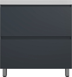 Style Line Тумба с белой раковиной Манхэттен 80 Plus эмаль графит матовая – фотография-1